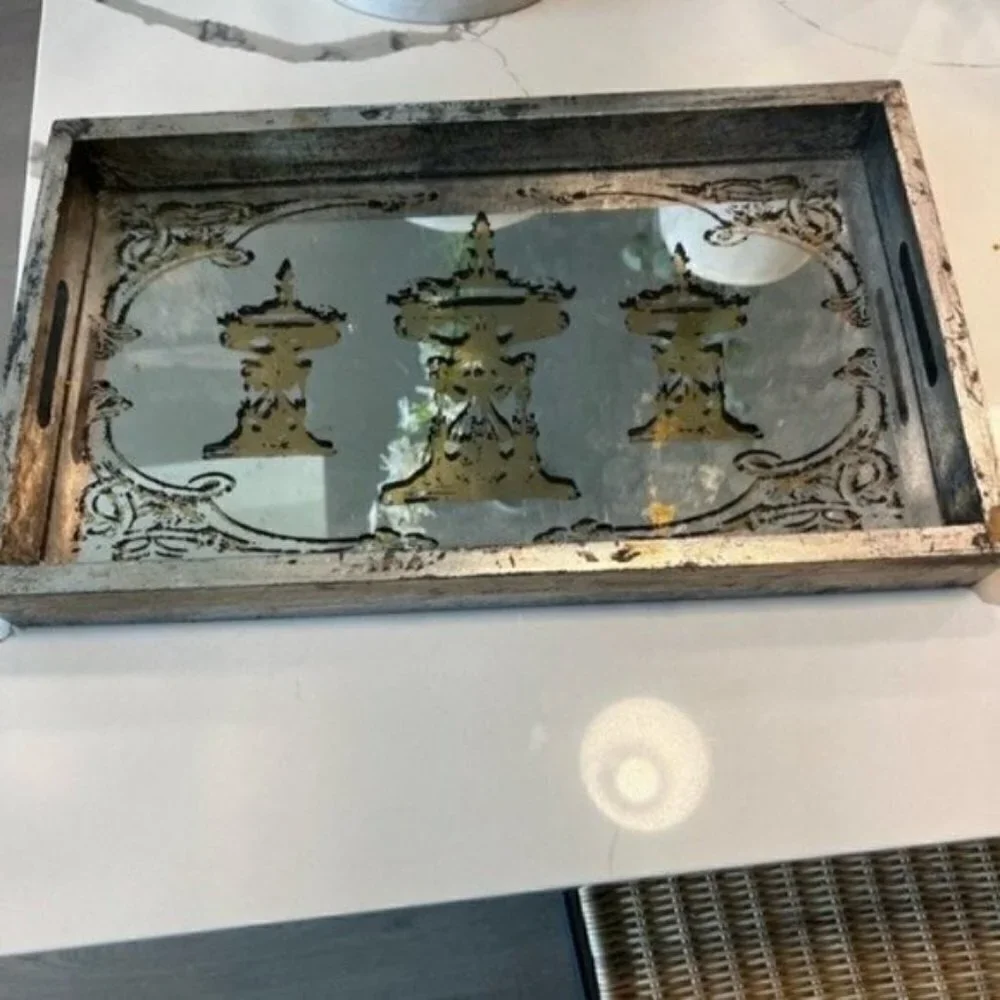 Silver Mirrored Tray Decor - Home Decor - Boho Decor - Summer Decor - Home